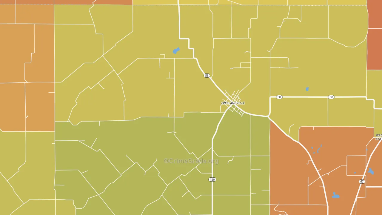 Freelandville, IN Map of Murder Rates