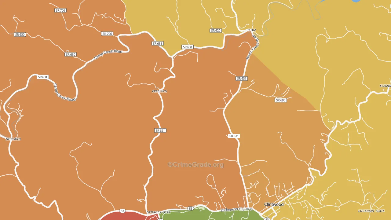 Freeling, VA Map of Murder Rates