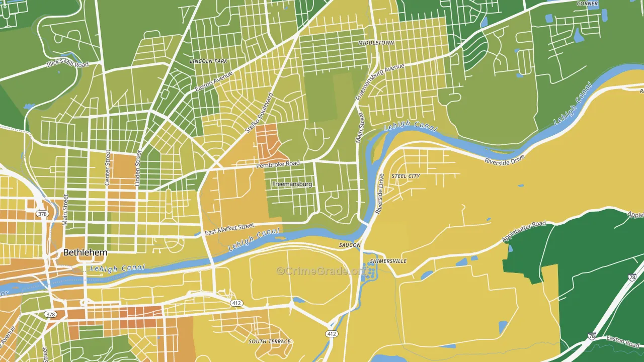 Freemansburg, PA Map of Murder Rates
