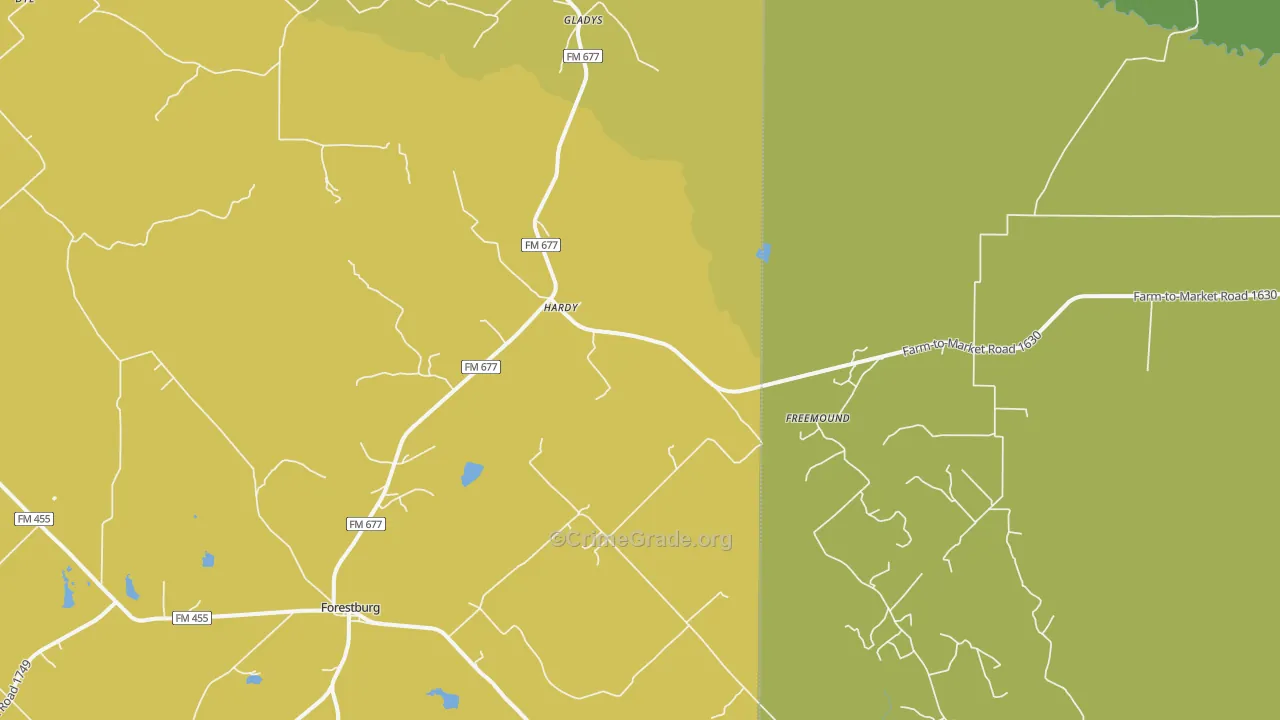 Freemound, TX Map of Murder Rates