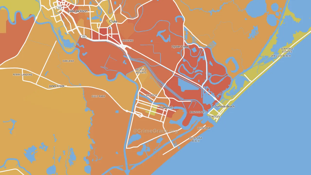 Freeport, TX Map of Murder Rates
