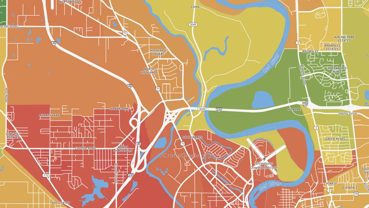 Freestate-North Highlands, Shreveport, LA Map of Murder Rates