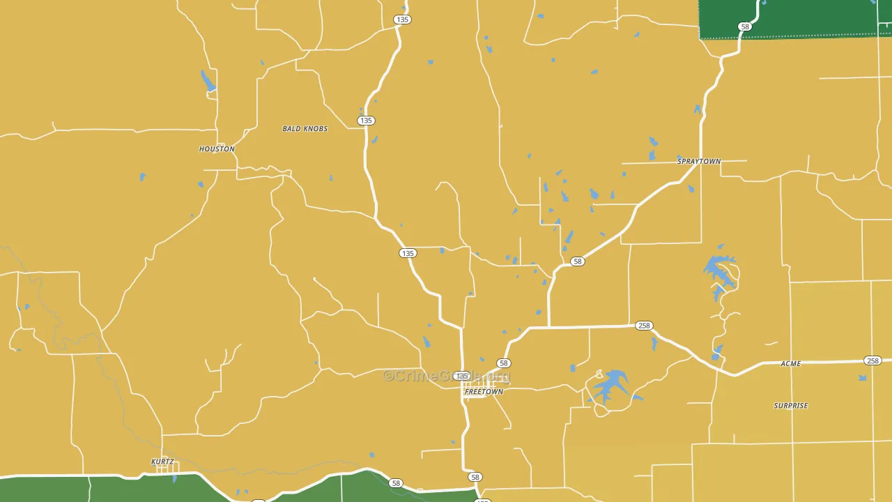 Freetown, IN Map of Murder Rates