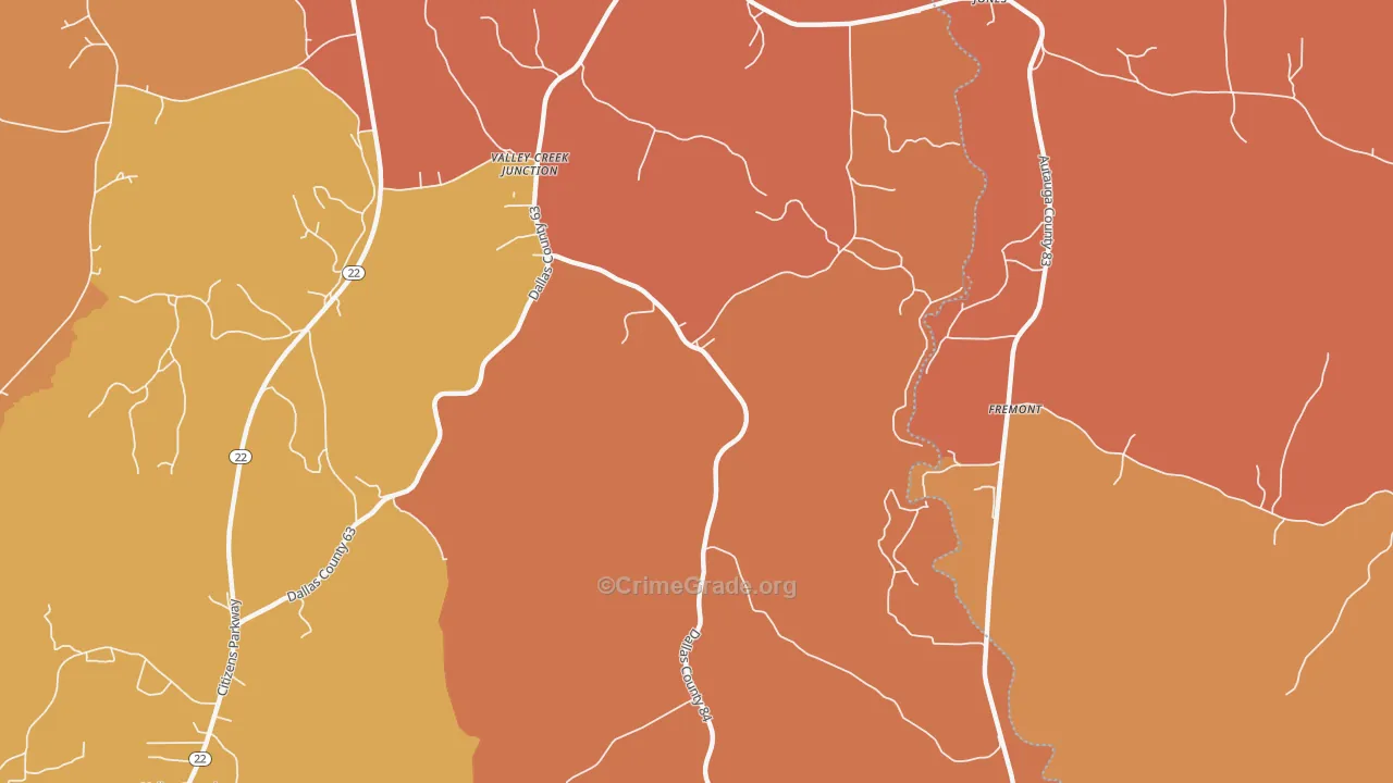 Fremont, AL Map of Murder Rates