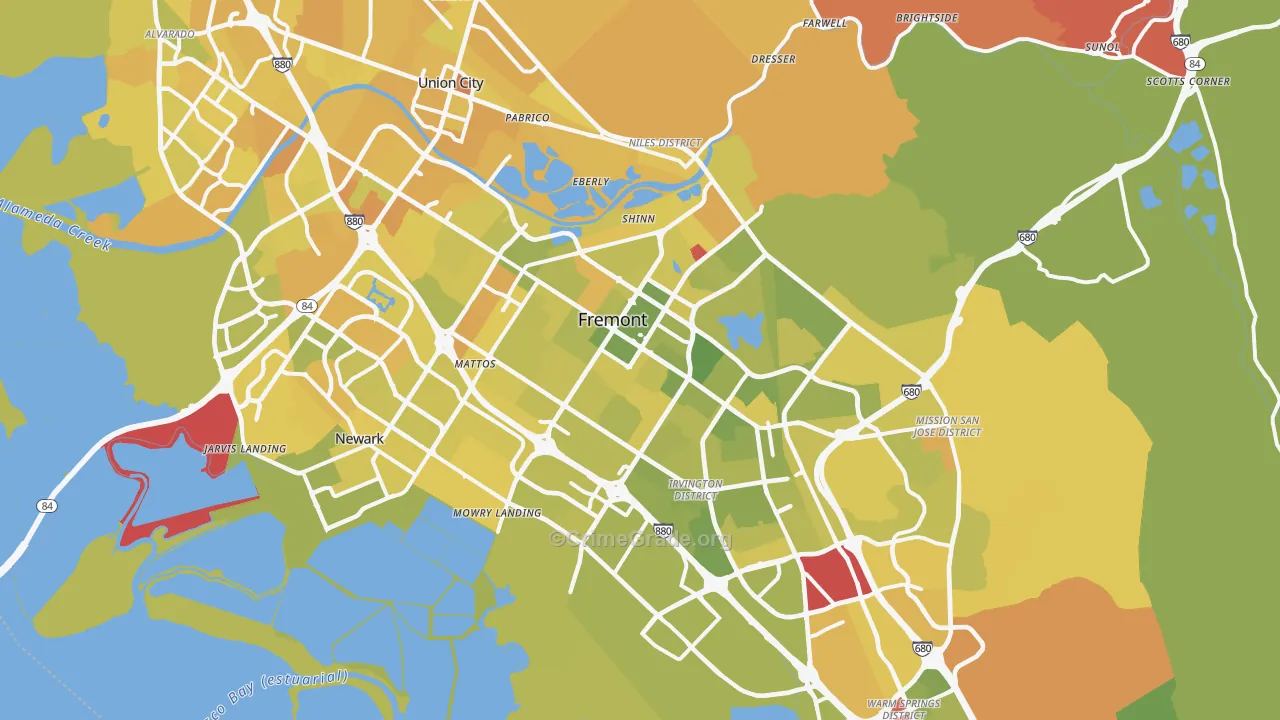 Fremont, CA Map of Murder Rates