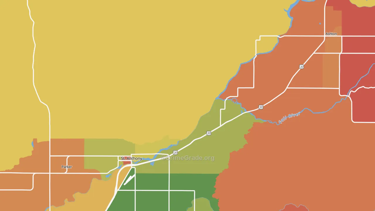 Fremont County, ID Map of Murder Rates