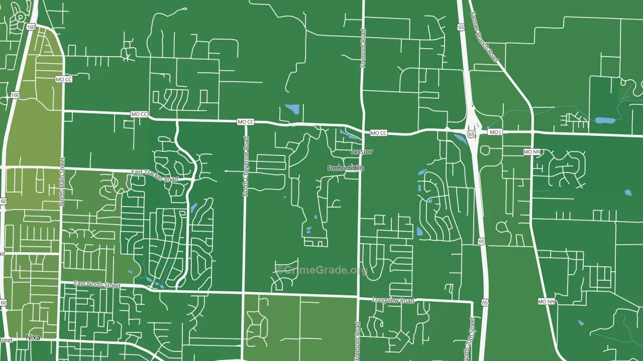 Fremont Hills, MO Map of Murder Rates