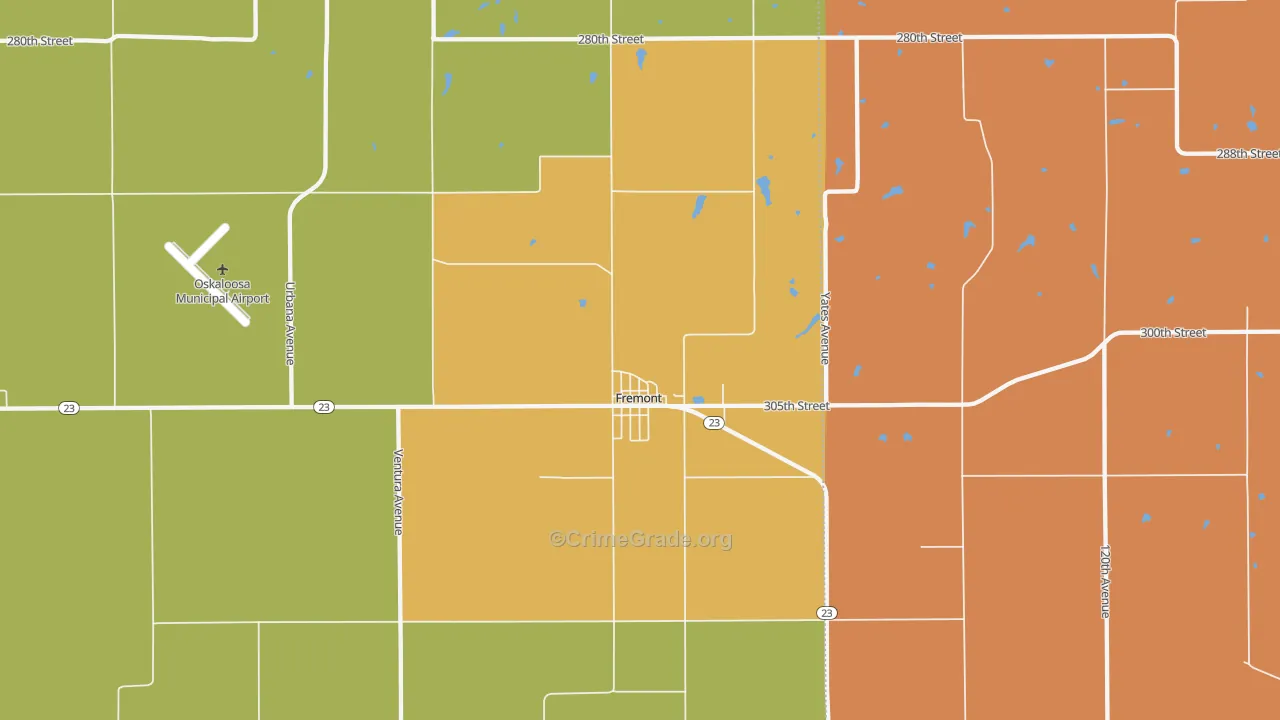 Fremont, IA Map of Murder Rates