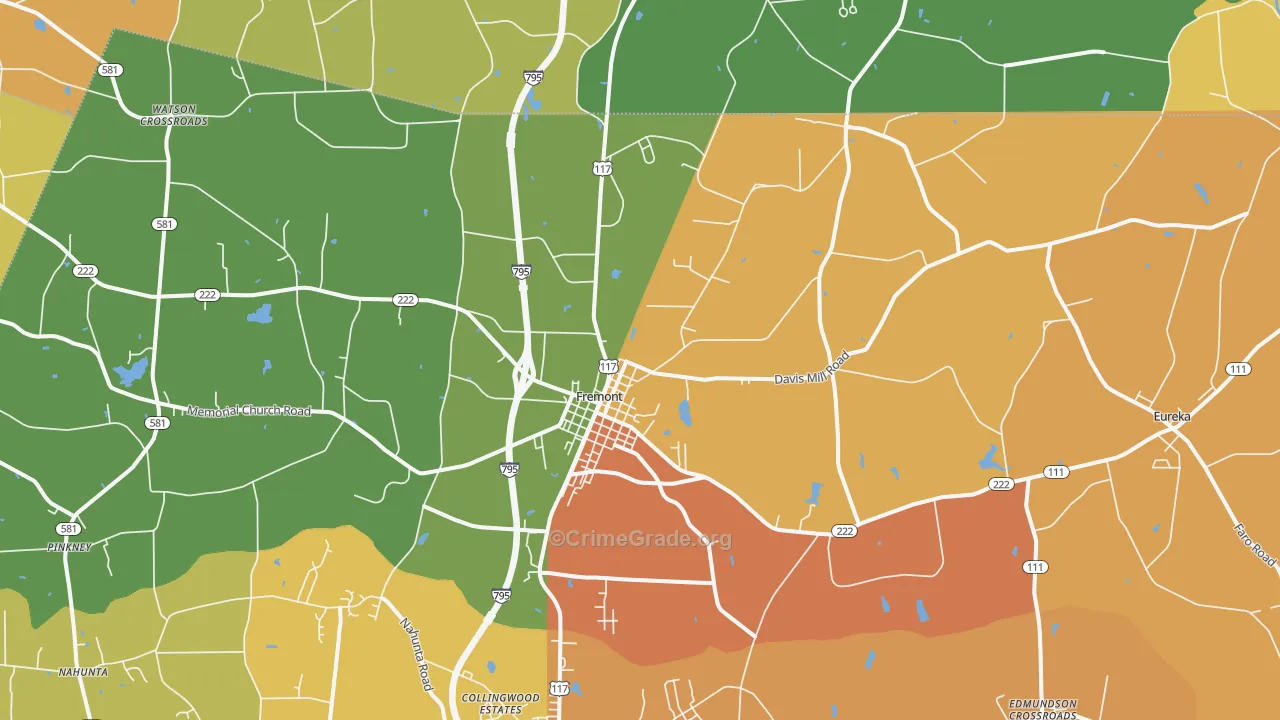 Fremont, NC Map of Murder Rates