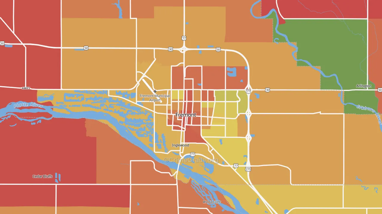 Fremont, NE Map of Murder Rates