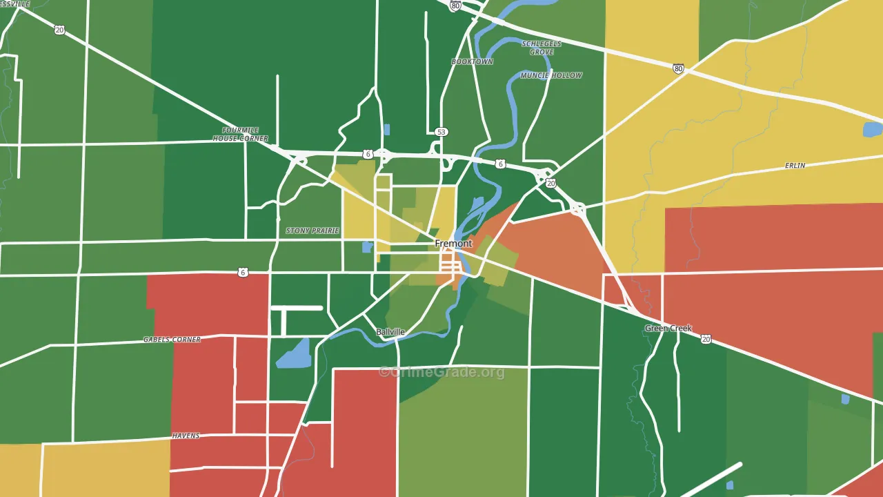 Fremont, OH Map of Murder Rates