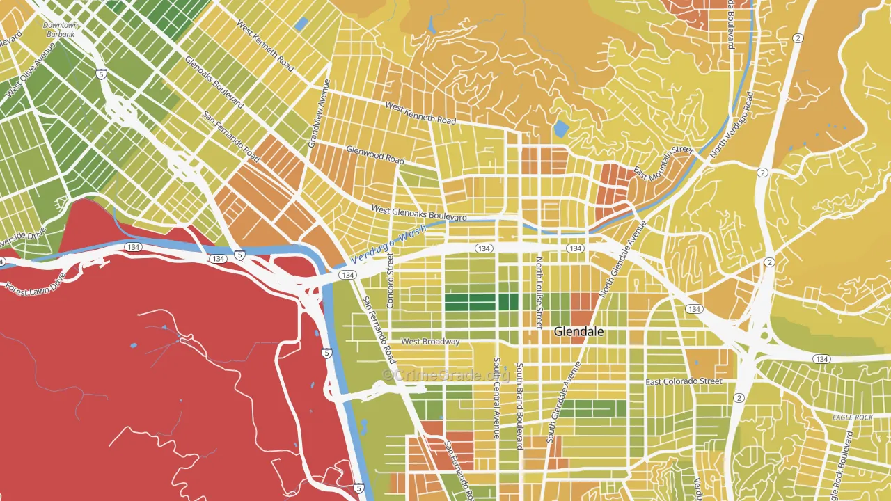 Fremont Park, Glendale, CA Map of Murder Rates