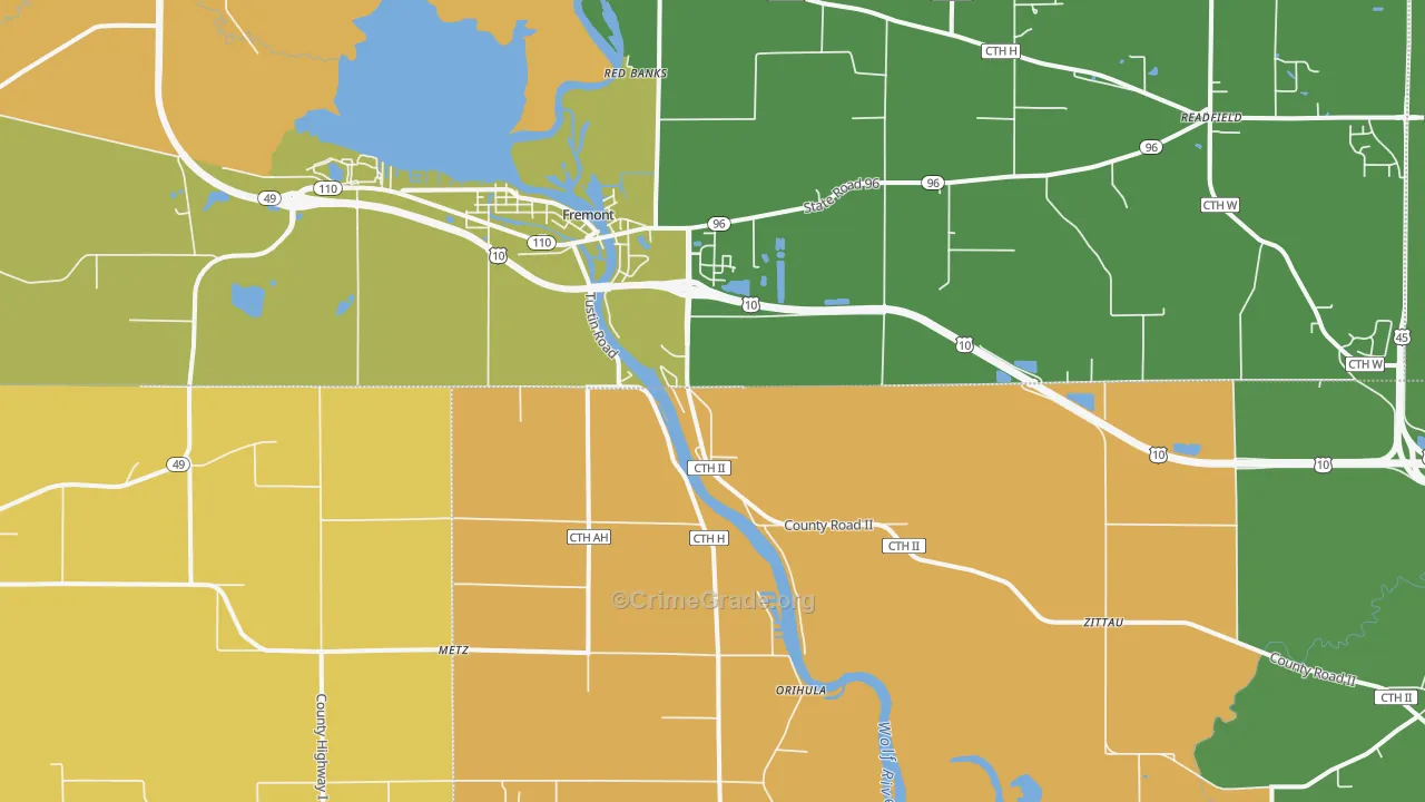 Fremont, WI Map of Murder Rates
