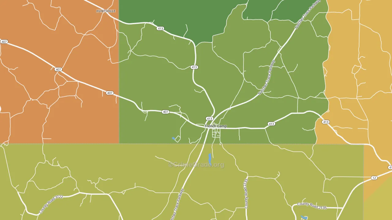 French Camp, MS Map of Murder Rates