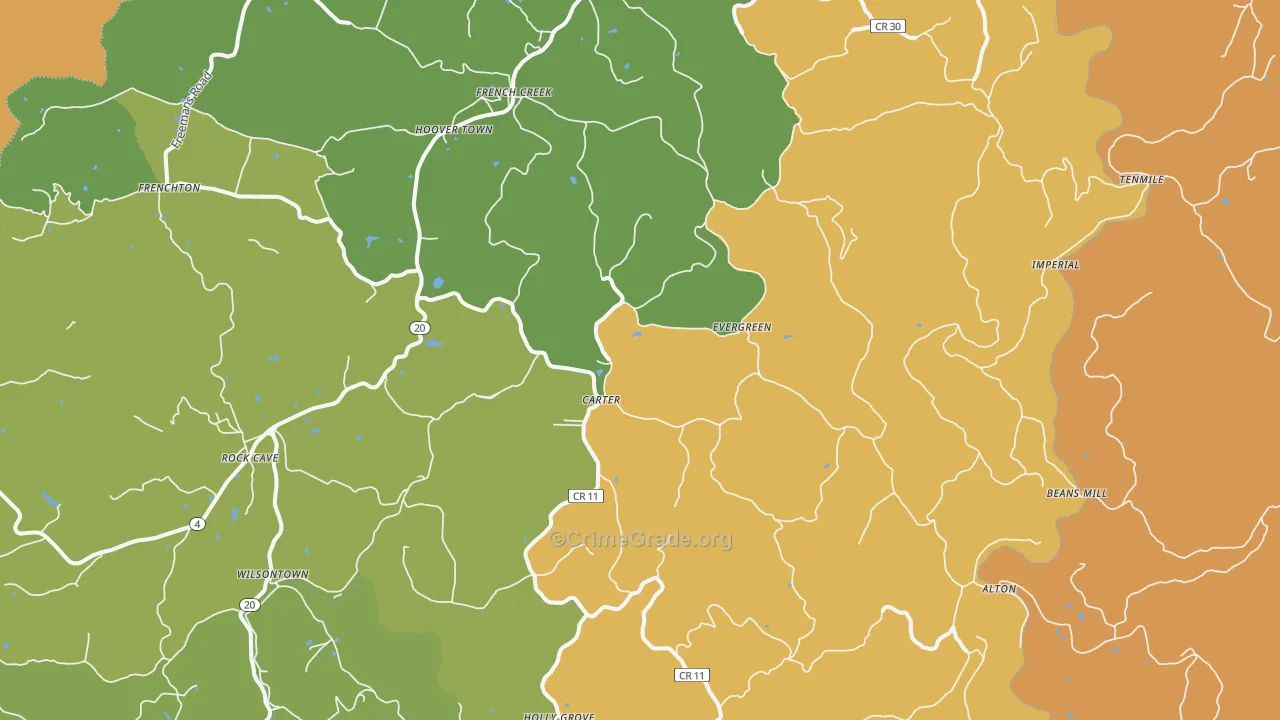 French Creek, WV Map of Murder Rates