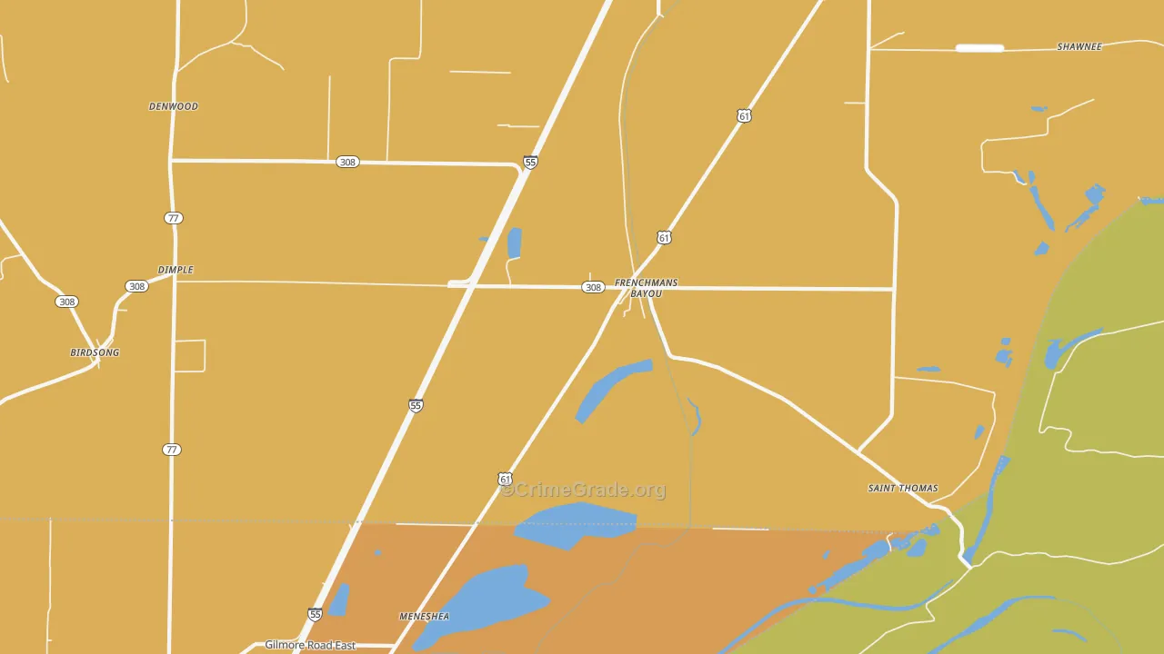 Frenchmans Bayou, AR Map of Murder Rates