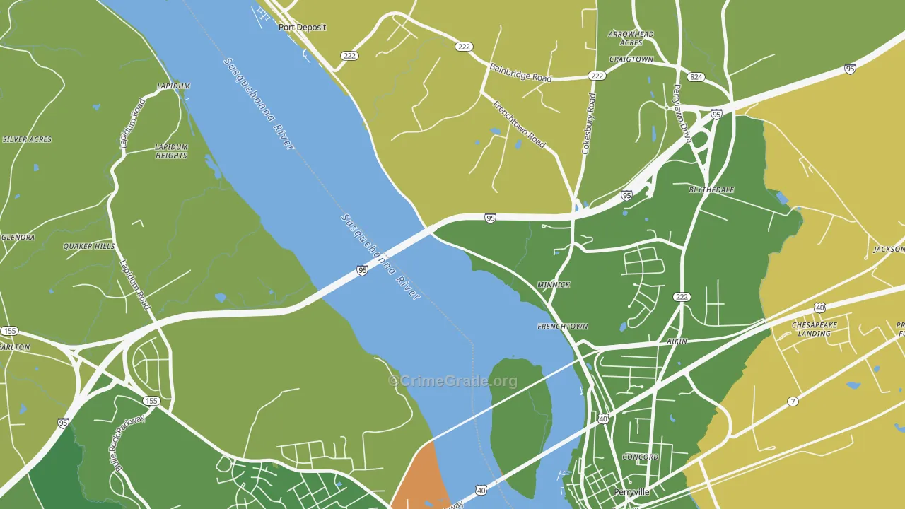 Frenchtown, MD Map of Murder Rates