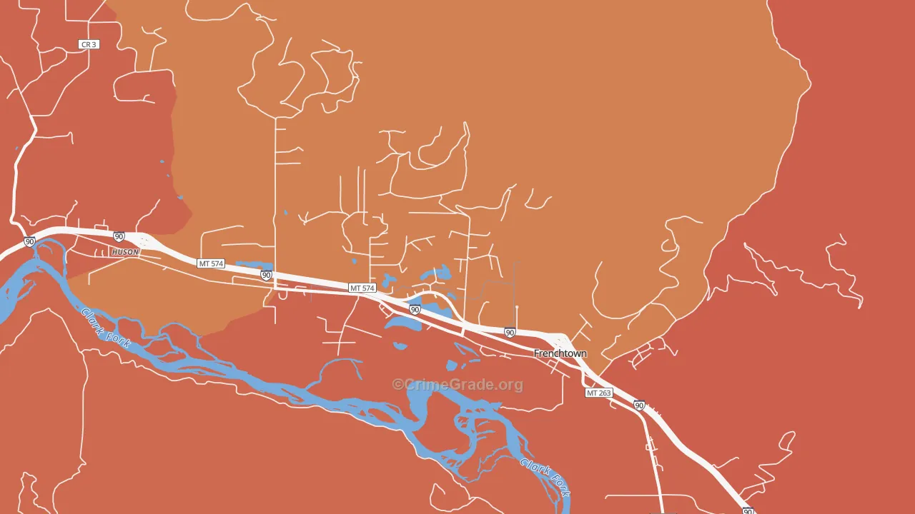 Frenchtown, MT Map of Murder Rates