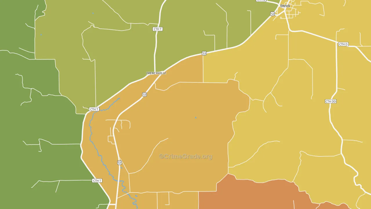 Frenchville, WI Map of Murder Rates