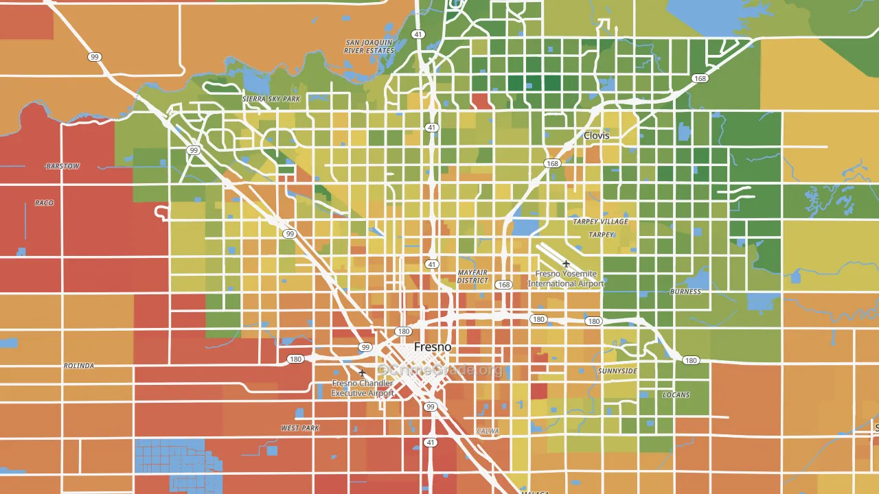 Fresno, CA Map of Murder Rates