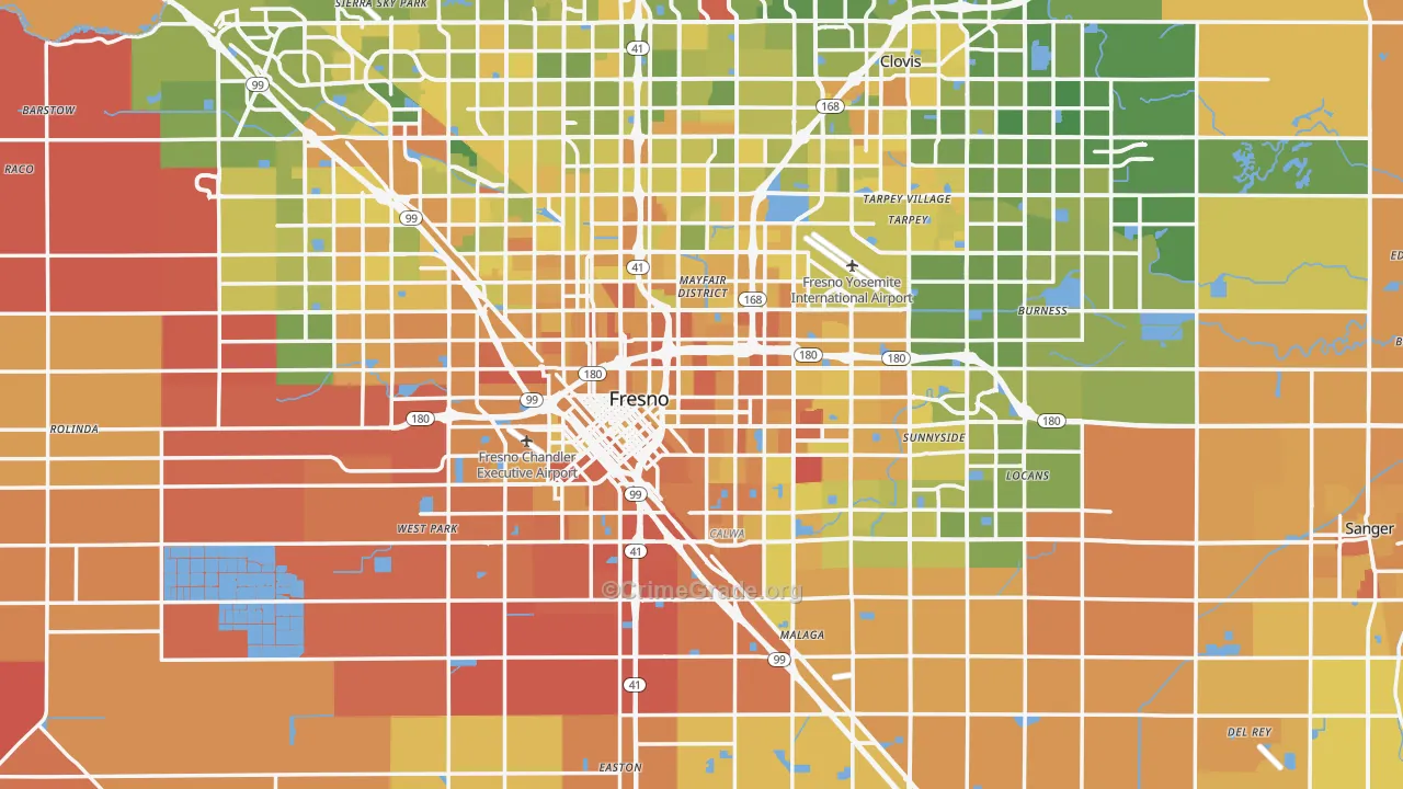 Fresno County, CA Map of Murder Rates