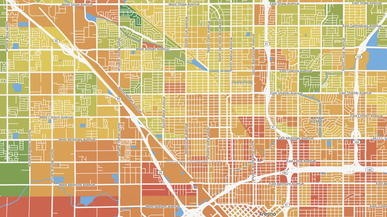 Fresno-High, Fresno, CA Map of Murder Rates