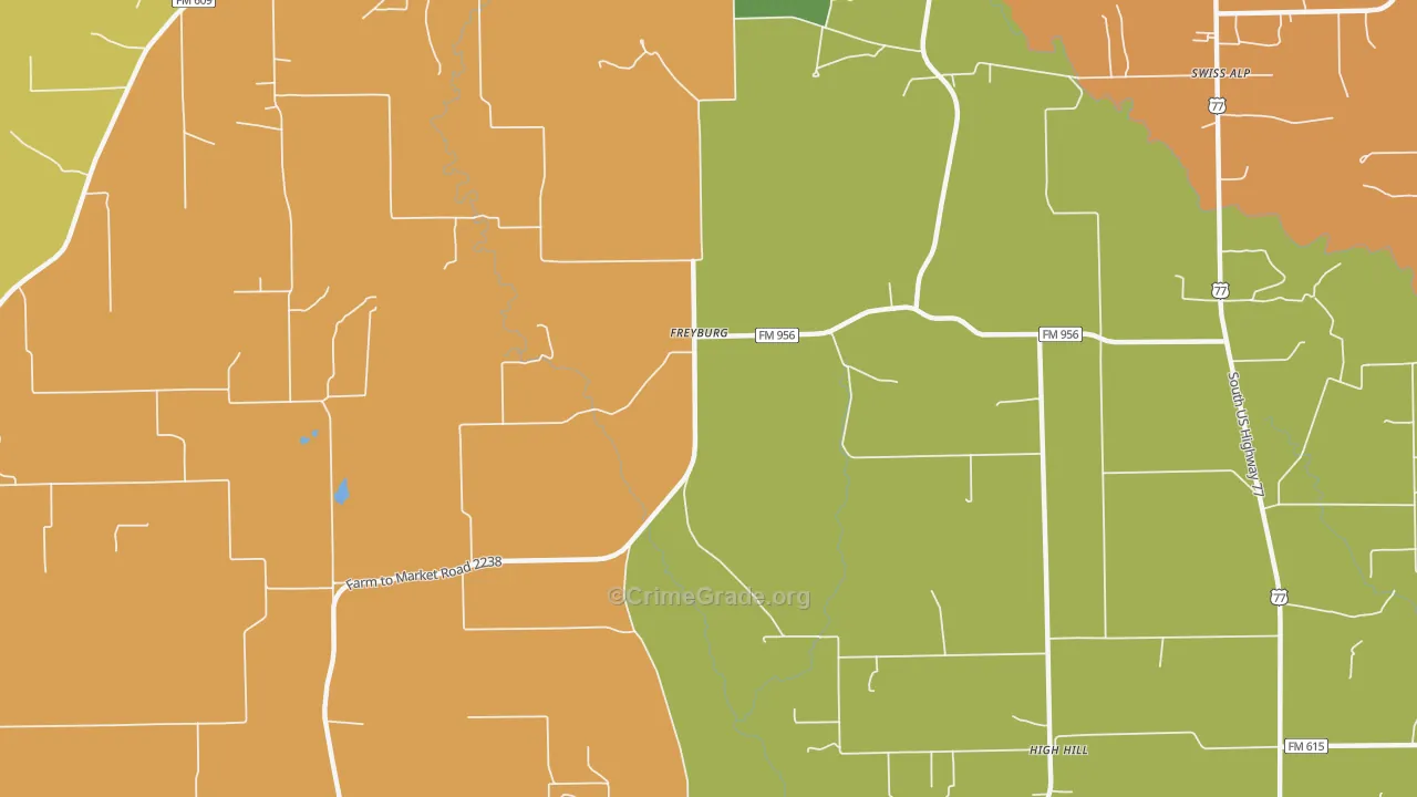 Freyburg, TX Map of Murder Rates