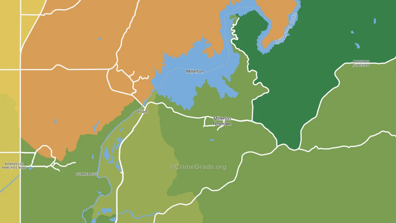 Friant, CA Map of Murder Rates