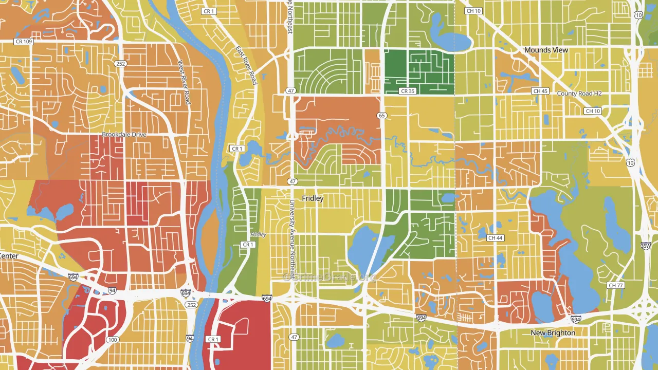 Fridley, MN Map of Murder Rates
