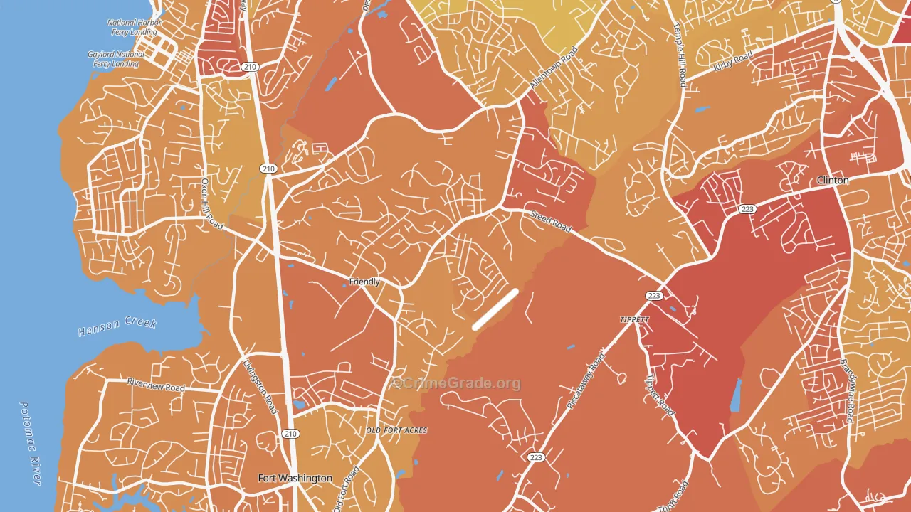 Friendly, Fort Washington, MD Map of Murder Rates