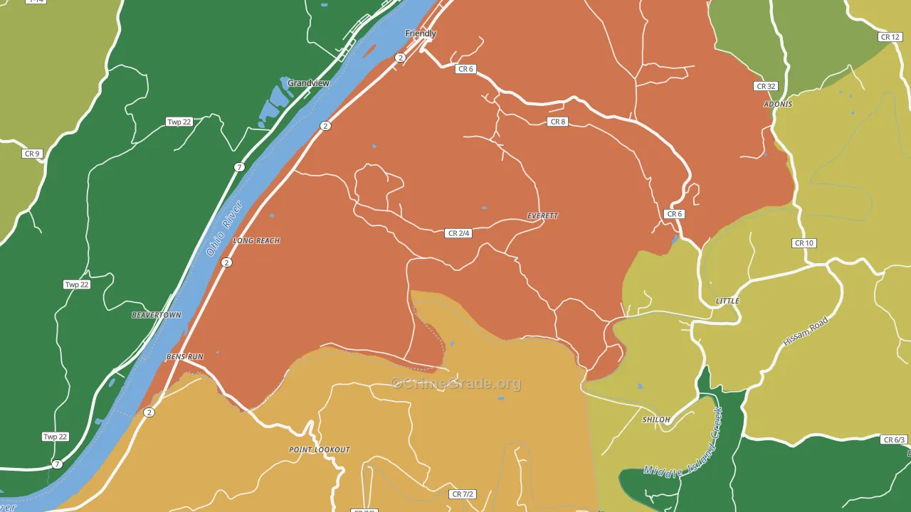 Friendly, WV Map of Murder Rates