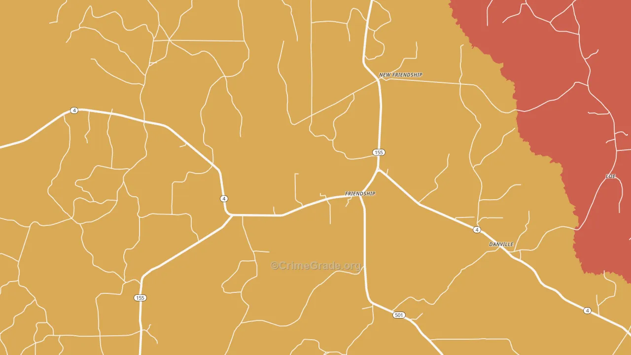 Friendship, LA Map of Murder Rates