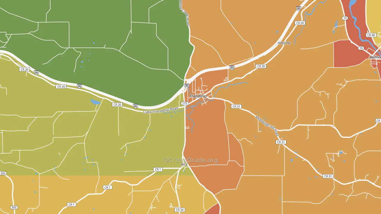 Friendship, NY Map of Murder Rates
