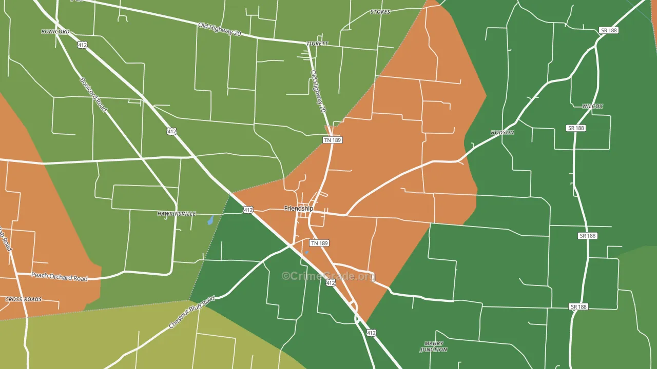 Friendship, TN Map of Murder Rates