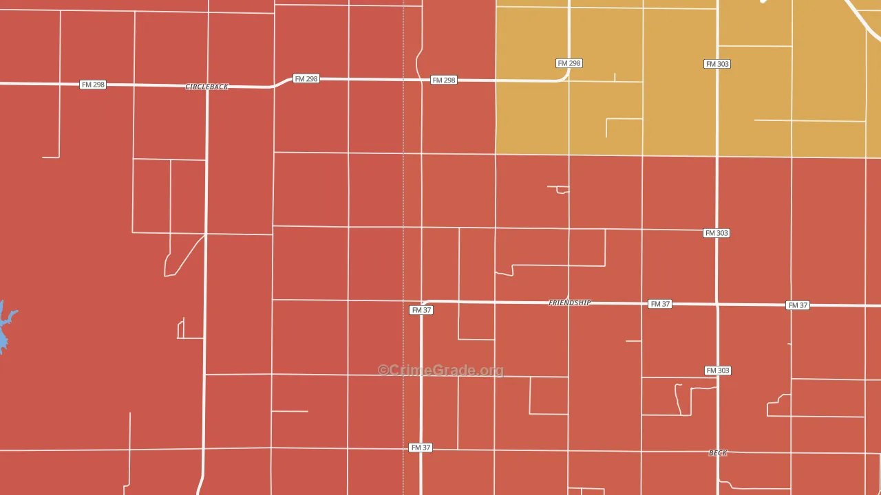 Friendship, TX Map of Murder Rates