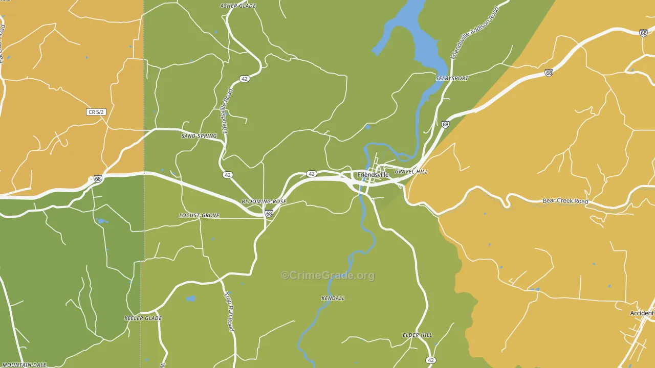 Friendsville, MD Map of Murder Rates