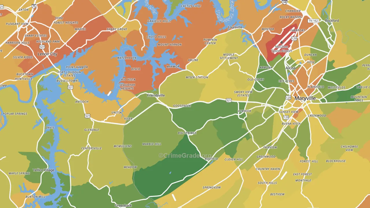 Friendsville, TN Map of Murder Rates