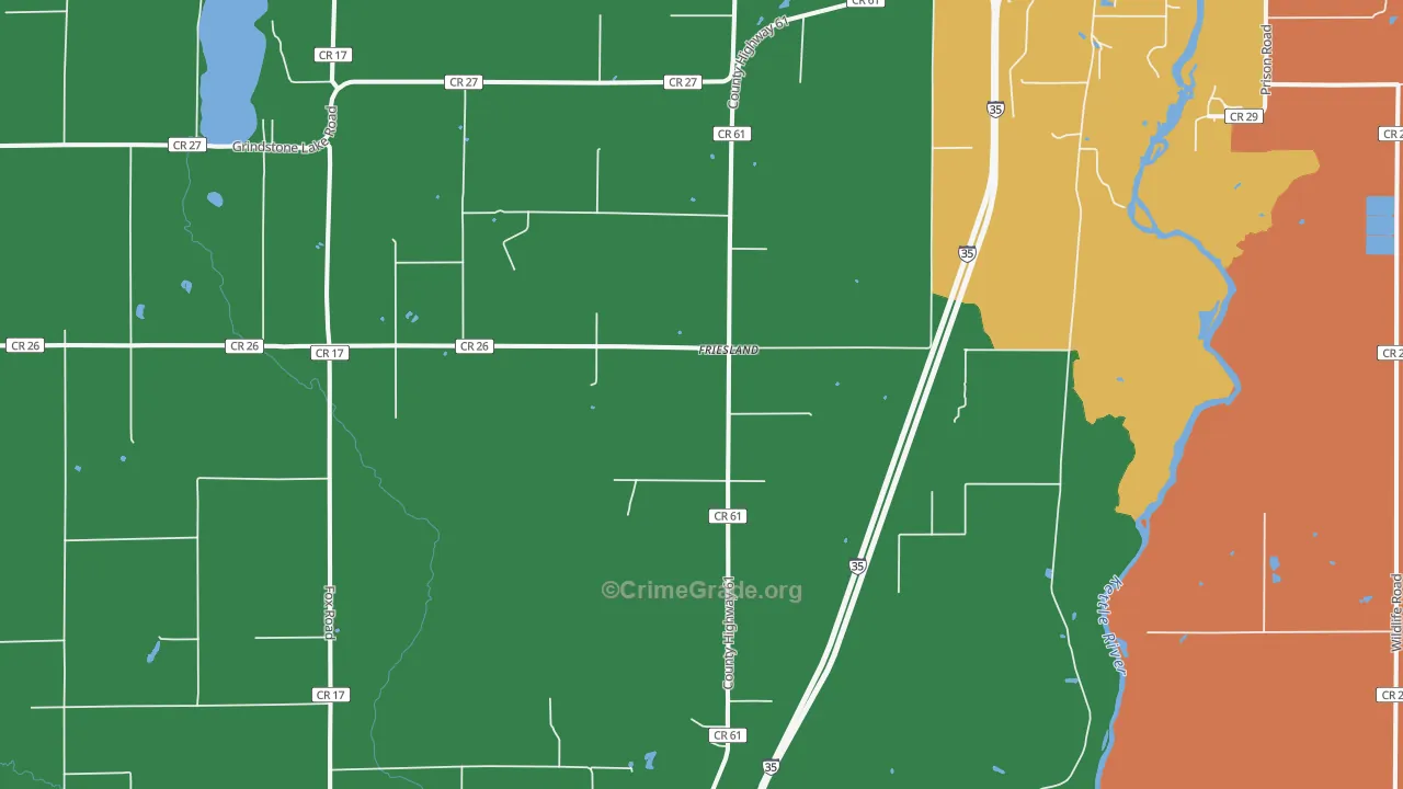 Friesland, MN Map of Murder Rates