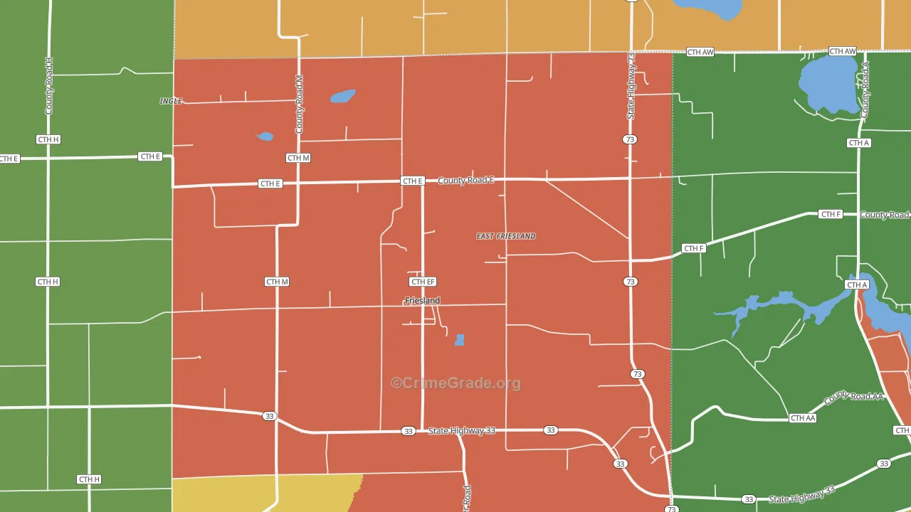 Friesland, WI Map of Murder Rates