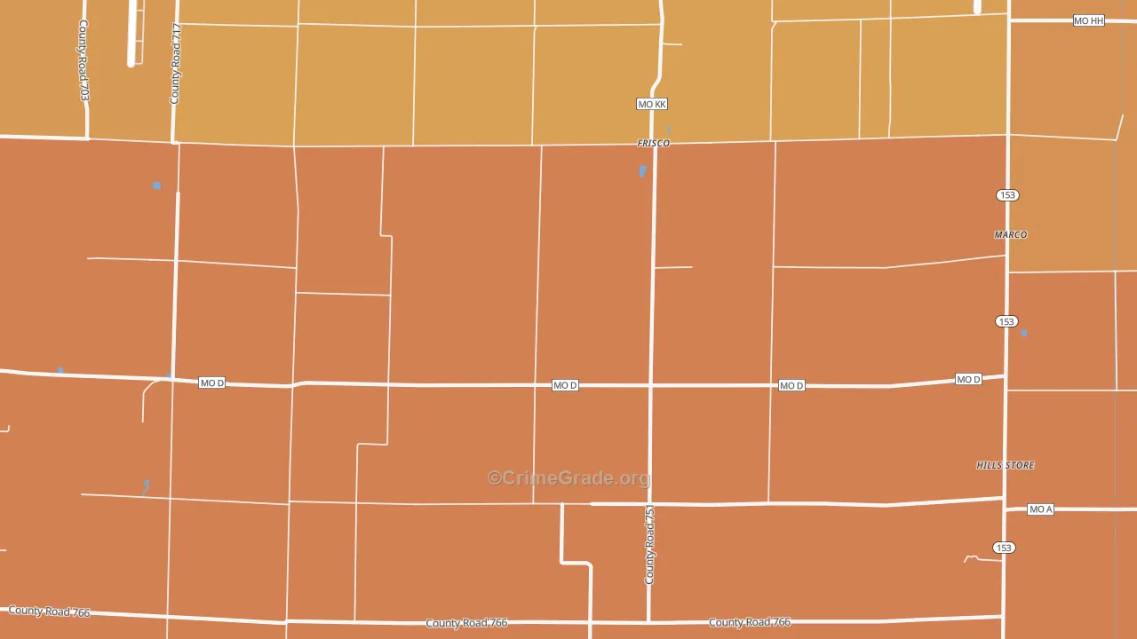 Frisco, MO Map of Murder Rates