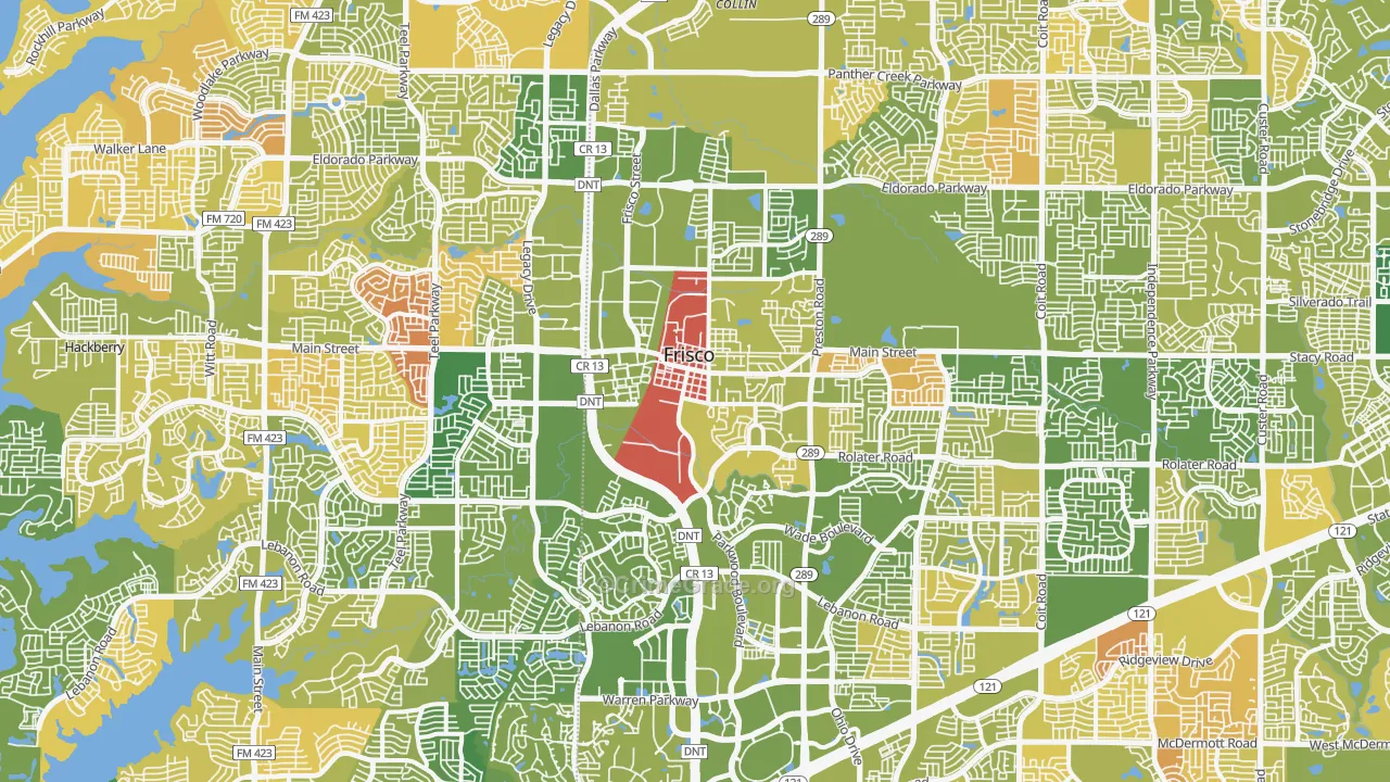Frisco, TX Map of Murder Rates