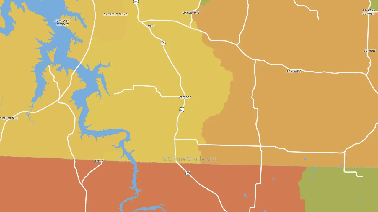 Fristoe, MO Map of Murder Rates