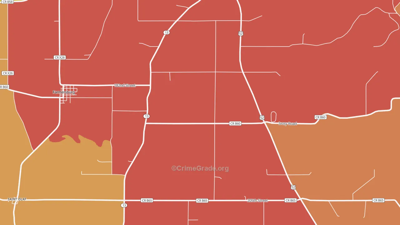 Froelich, IA Map of Murder Rates