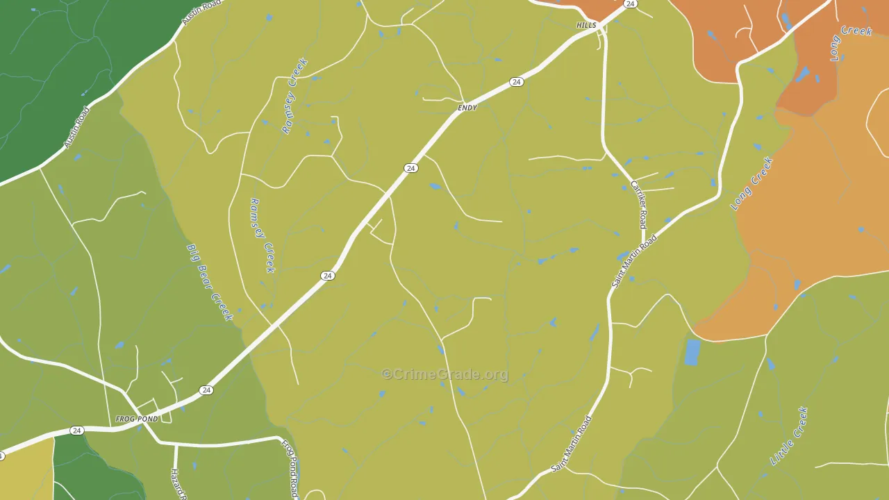 Frog Pond, NC Map of Murder Rates