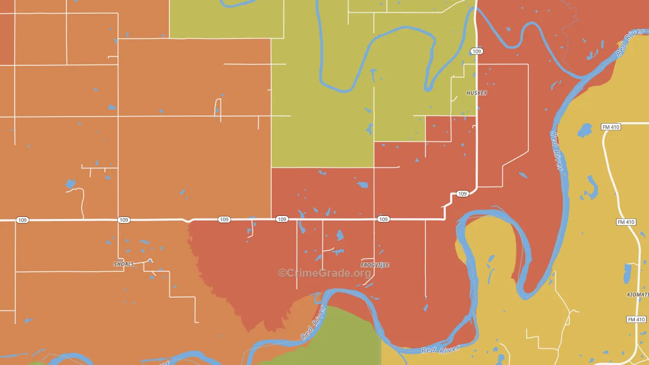 Frogville, OK Map of Murder Rates