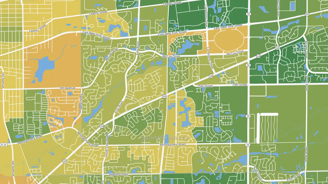 Frontenac, Aurora, IL Map of Murder Rates