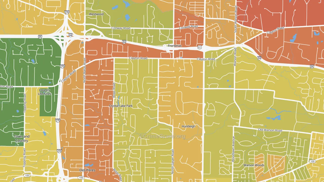 Frontenac, MO Map of Murder Rates