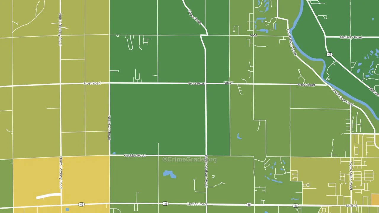 Frost, MI Map of Murder Rates