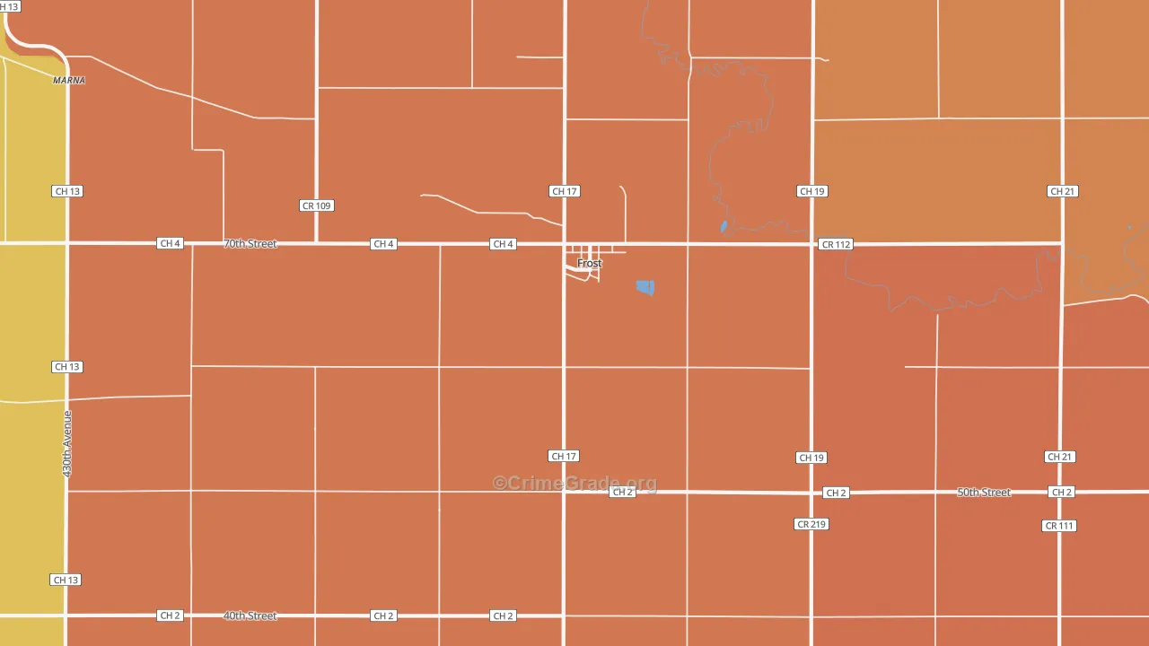 Frost, MN Map of Murder Rates