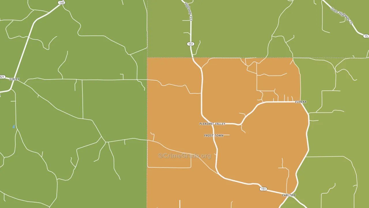 Frost Town, LA Map of Murder Rates